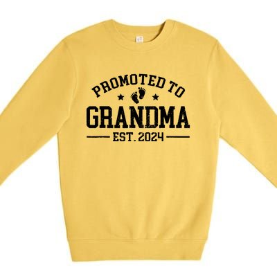 Promoted To Grandma Est 2024 Grandparents Baby Announcement Premium Crewneck Sweatshirt