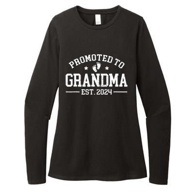 Promoted To Grandma Est 2024 Grandparents Baby Announcement Womens CVC Long Sleeve Shirt