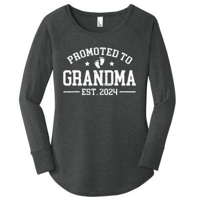 Promoted To Grandma Est 2024 Grandparents Baby Announcement Women's Perfect Tri Tunic Long Sleeve Shirt