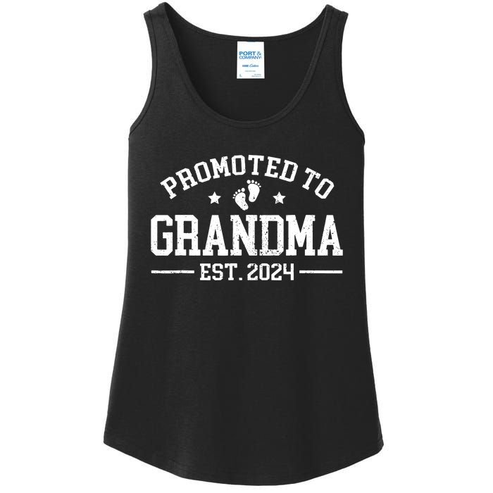 Promoted To Grandma Est 2024 Grandparents Baby Announcement Ladies Essential Tank