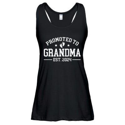 Promoted To Grandma Est 2024 Grandparents Baby Announcement Ladies Essential Flowy Tank