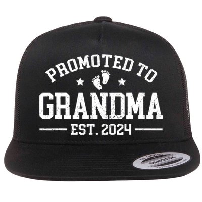 Promoted To Grandma Est 2024 Grandparents Baby Announcement Flatbill Hat