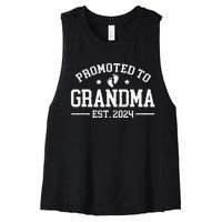 Promoted To Grandma Est 2024 Grandparents Baby Announcement Women's Racerback Cropped Tank