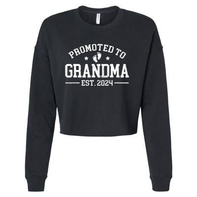 Promoted To Grandma Est 2024 Grandparents Baby Announcement Cropped Pullover Crew