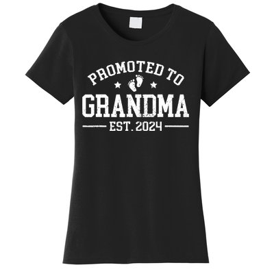 Promoted To Grandma Est 2024 Grandparents Baby Announcement Women's T-Shirt