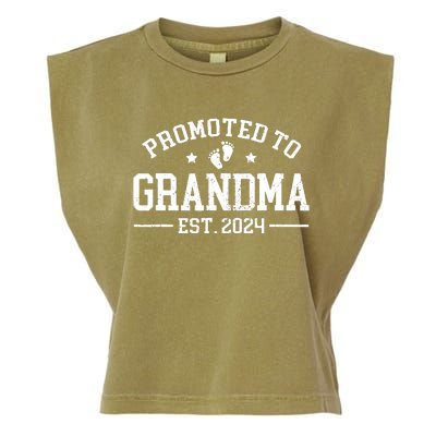 Promoted To Grandma Est 2024 Grandparents Baby Announcement Garment-Dyed Women's Muscle Tee