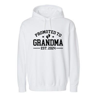 Promoted To Grandma Est 2024 Grandparents Baby Announcement Garment-Dyed Fleece Hoodie