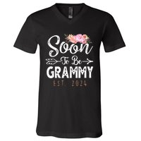 Promoted To Grammy 2024 Mothers Day Soon To Be Grandma 2024 V-Neck T-Shirt