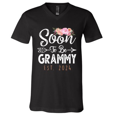 Promoted To Grammy 2024 Mothers Day Soon To Be Grandma 2024 V-Neck T-Shirt