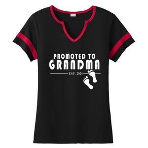 Promoted To Grandma Established 2024 Ladies Halftime Notch Neck Tee