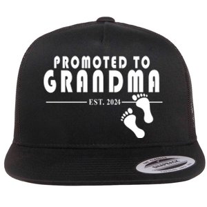 Promoted To Grandma Established 2024 Flat Bill Trucker Hat