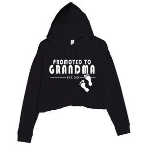 Promoted To Grandma Established 2024 Crop Fleece Hoodie