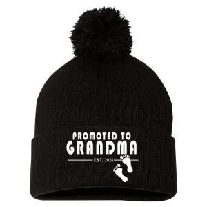 Promoted To Grandma Established 2024 Pom Pom 12in Knit Beanie