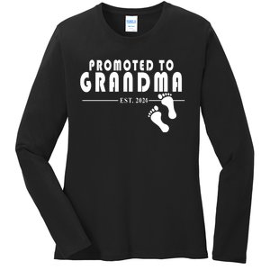 Promoted To Grandma Established 2024 Ladies Long Sleeve Shirt