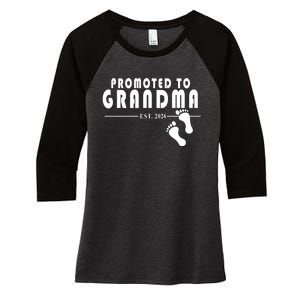 Promoted To Grandma Established 2024 Women's Tri-Blend 3/4-Sleeve Raglan Shirt