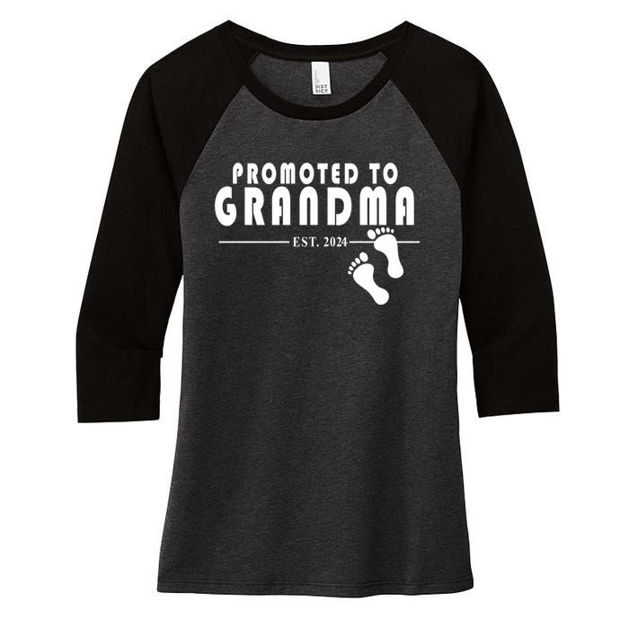 Promoted To Grandma Established 2024 Women's Tri-Blend 3/4-Sleeve Raglan Shirt