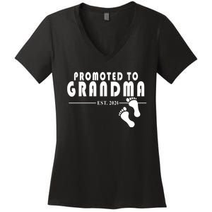 Promoted To Grandma Established 2024 Women's V-Neck T-Shirt