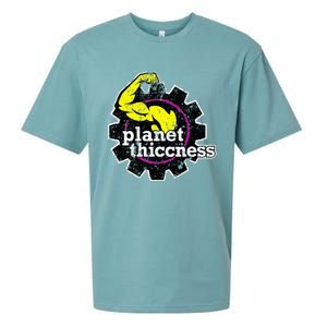 Planet Thiccness Gym Thickness Funny Joke Workout Lover Sueded Cloud Jersey T-Shirt