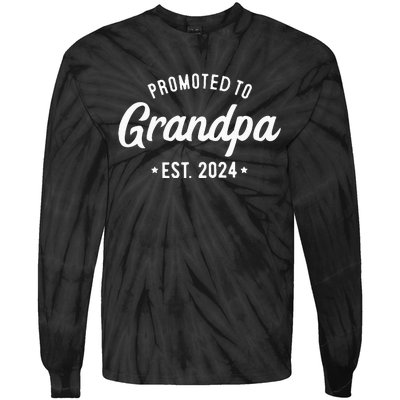 Promoted To Grandpa 2024 Soon To Be Grandfather New Grandpa Tie-Dye Long Sleeve Shirt