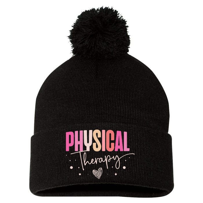 Physical Therapy Groovy Physical Therapist PT Pom Pom 12in Knit Beanie