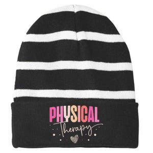 Physical Therapy Groovy Physical Therapist PT Striped Beanie with Solid Band