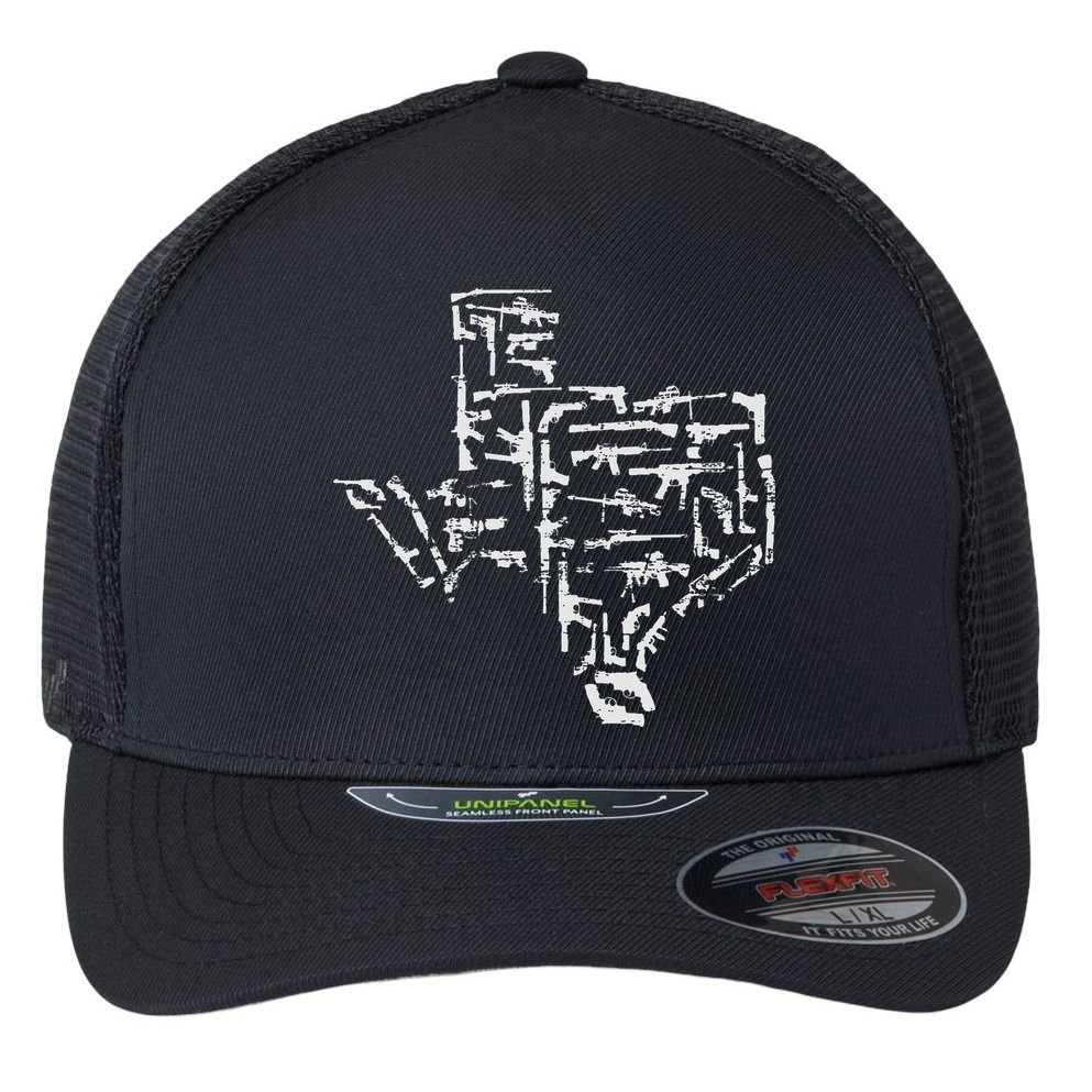 Patriotic Texan Guns Usa Gift Texas Flexfit Unipanel Trucker Cap