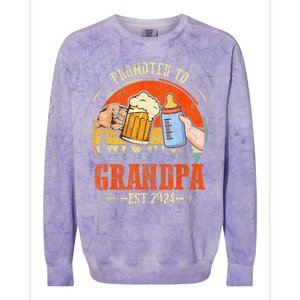 Promoted to Grandpa Est 2024 Retro Fathers Day New Grandpa Colorblast Crewneck Sweatshirt