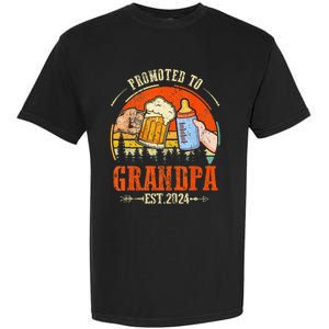 Promoted to Grandpa Est 2024 Retro Fathers Day New Grandpa Garment-Dyed Heavyweight T-Shirt