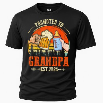 Promoted to Grandpa Est 2024 Retro Fathers Day New Grandpa Performance Shirt