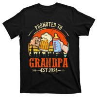 Promoted to Grandpa Est 2024 Retro Fathers Day New Grandpa T-Shirt