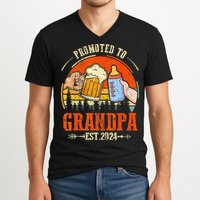 Promoted to Grandpa Est 2024 Retro Fathers Day New Grandpa V-Neck T-Shirt