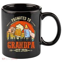 Promoted to Grandpa Est 2024 Retro Fathers Day New Grandpa 11oz C Handle Ceramic Mug