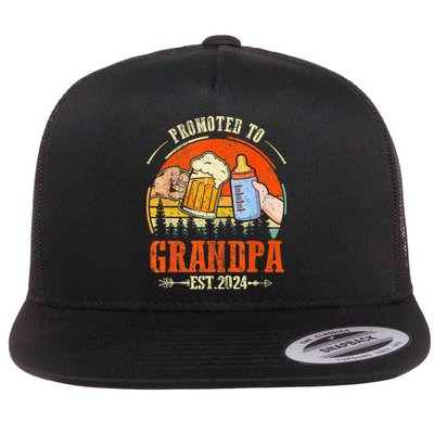 Promoted to Grandpa Est 2024 Retro Fathers Day New Grandpa Flatbill Hat