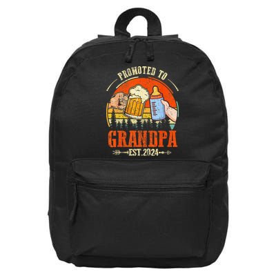 Promoted to Grandpa Est 2024 Retro Fathers Day New Grandpa 16 in Basic Backpack