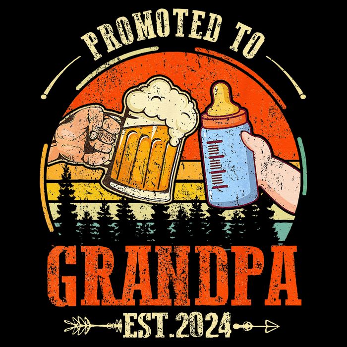 Promoted to Grandpa Est 2024 Retro Fathers Day New Grandpa 16 in Basic Backpack