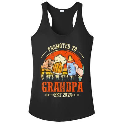Promoted to Grandpa Est 2024 Retro Fathers Day New Grandpa Ladies PosiCharge Competitor Racerback Tank