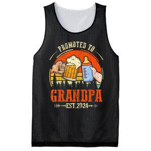 Promoted to Grandpa Est 2024 Retro Fathers Day New Grandpa Mesh Reversible Basketball Jersey Tank