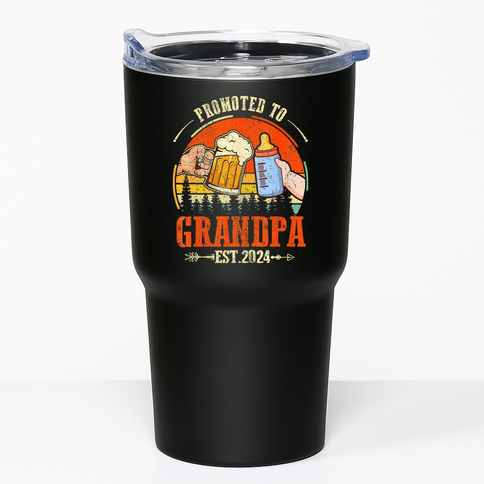 Promoted to Grandpa Est 2024 Retro Fathers Day New Grandpa Tumbler