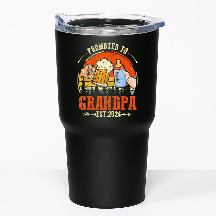 Promoted to Grandpa Est 2024 Retro Fathers Day New Grandpa Tumbler