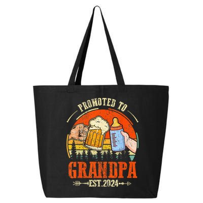 Promoted to Grandpa Est 2024 Retro Fathers Day New Grandpa 25L Jumbo Tote
