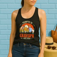 Promoted to Grandpa Est 2024 Retro Fathers Day New Grandpa Womens Tank Top