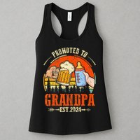 Promoted to Grandpa Est 2024 Retro Fathers Day New Grandpa Womens Tank Top