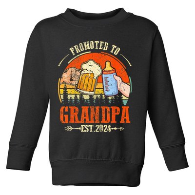Promoted to Grandpa Est 2024 Retro Fathers Day New Grandpa Toddler Sweatshirt