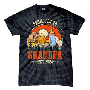 Promoted to Grandpa Est 2024 Retro Fathers Day New Grandpa Tie-Dye T-Shirt