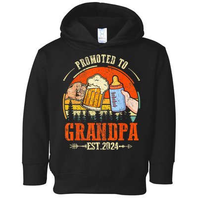 Promoted to Grandpa Est 2024 Retro Fathers Day New Grandpa Toddler Hoodie