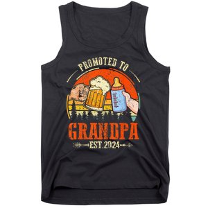 Promoted to Grandpa Est 2024 Retro Fathers Day New Grandpa Tank Top