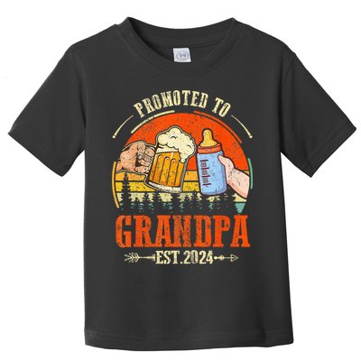 Promoted to Grandpa Est 2024 Retro Fathers Day New Grandpa Toddler T-Shirt