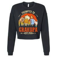 Promoted to Grandpa Est 2024 Retro Fathers Day New Grandpa Cropped Pullover Crew