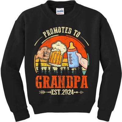 Promoted to Grandpa Est 2024 Retro Fathers Day New Grandpa Kids Sweatshirt