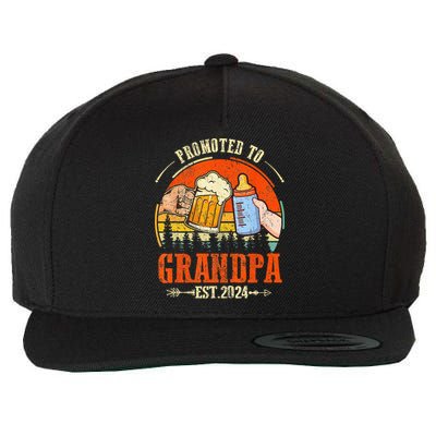 Promoted to Grandpa Est 2024 Retro Fathers Day New Grandpa Wool Snapback Cap